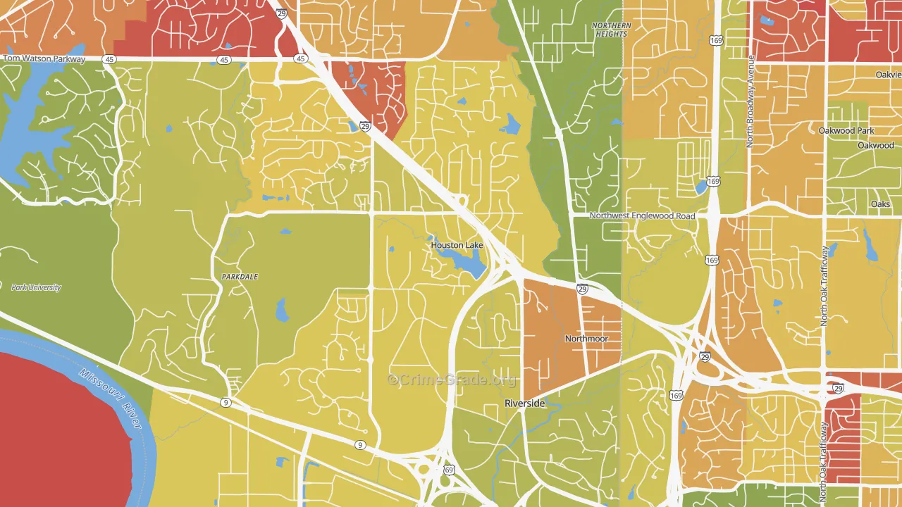 Houston Lake, MO Map of Arson Rates