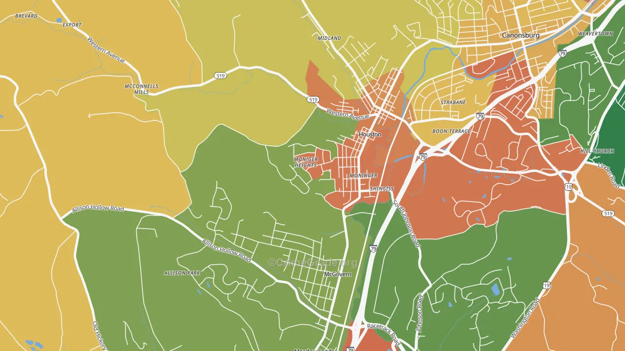 Houston, PA Map of Arson Rates