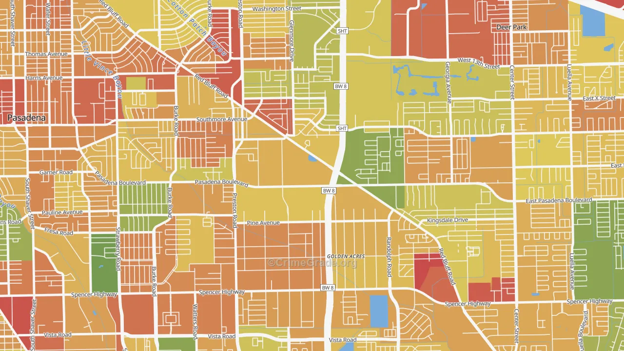 Houston Suburban Homes, Pasadena, TX Map of Arson Rates