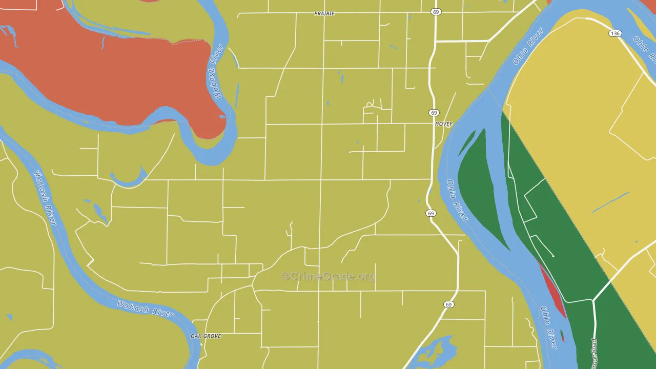Hovey, IN Map of Arson Rates