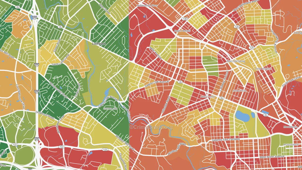 Howard Park, Gwynn Oak, MD Map of Arson Rates