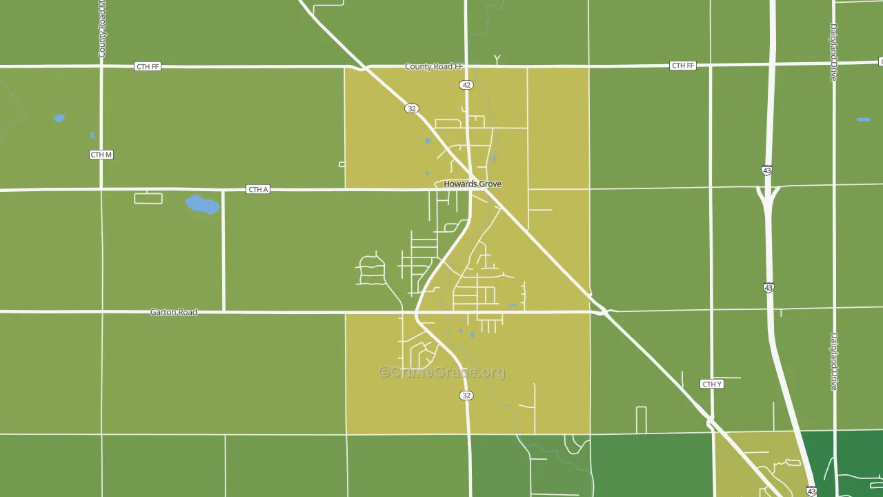 Howards Grove, WI Map of Arson Rates