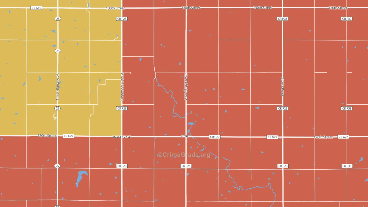 Howe, IA Map of Arson Rates