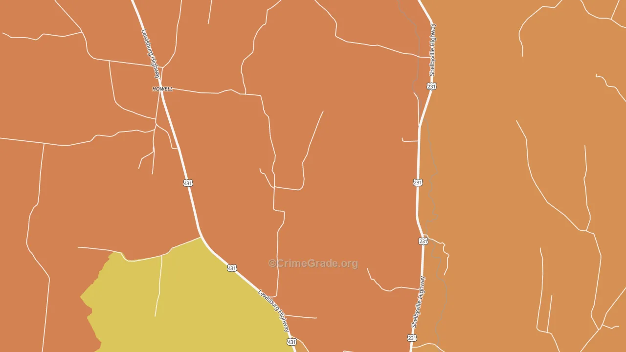 Howell, TN Map of Arson Rates