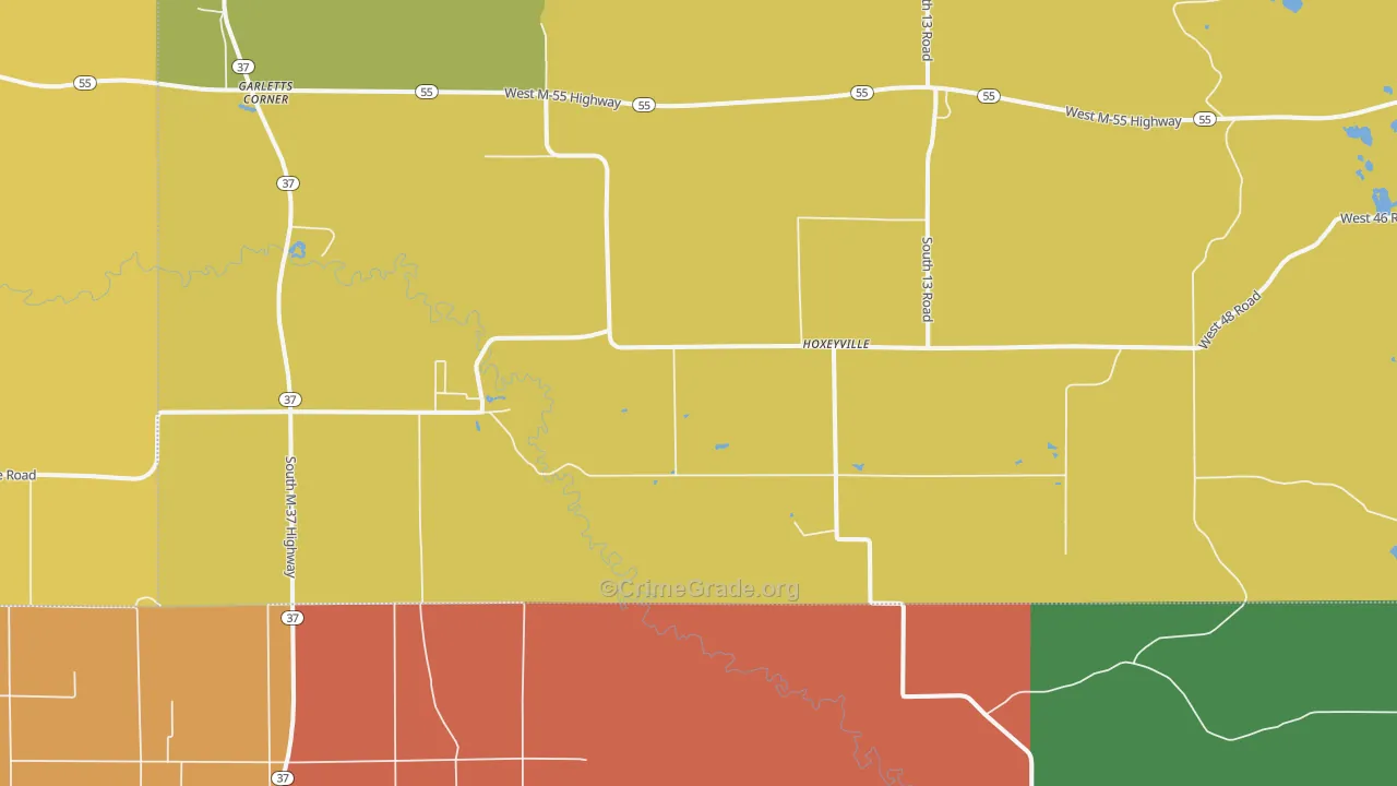 Hoxeyville, MI Map of Arson Rates