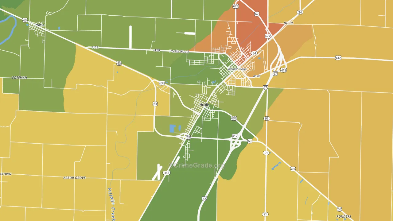 Hoxie, AR Map of Arson Rates