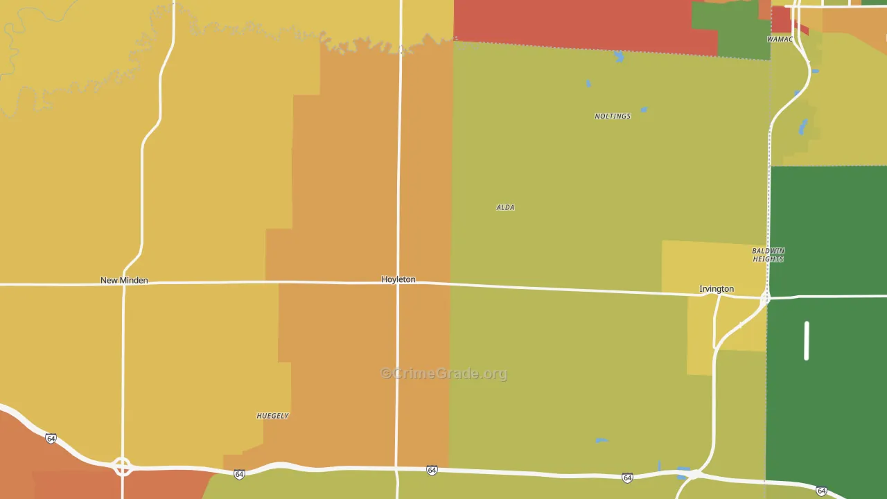Hoyleton, IL Map of Arson Rates