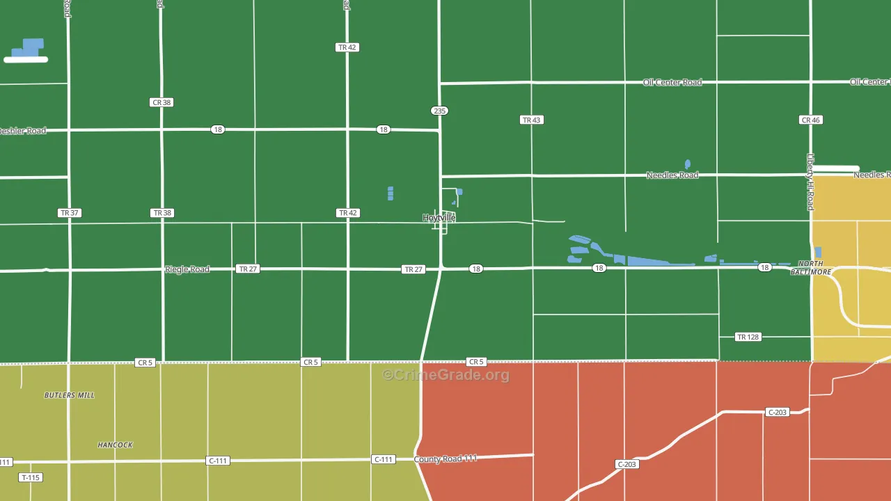 Hoytville, OH Map of Arson Rates