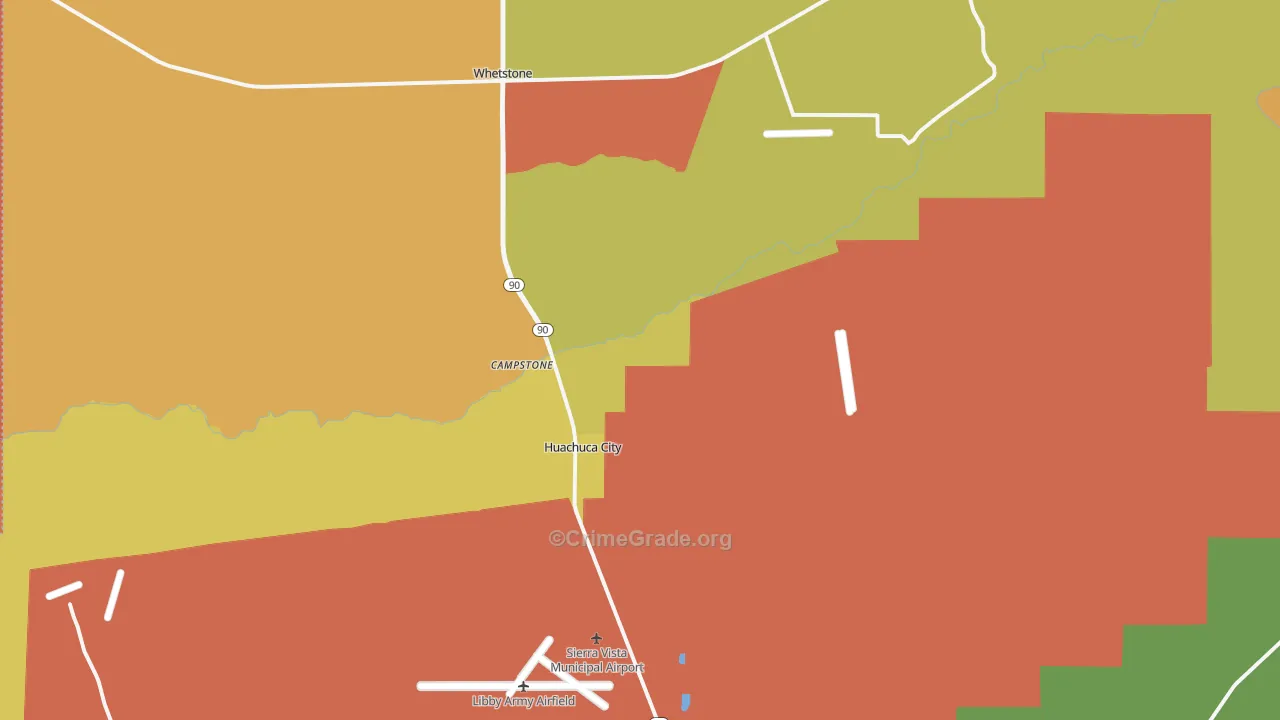 Huachuca City, AZ Map of Arson Rates