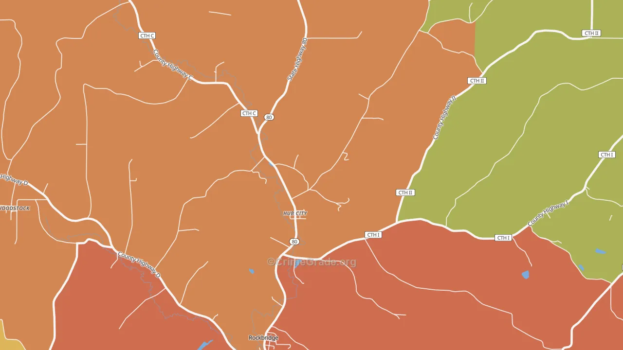 Hub City, WI Map of Arson Rates