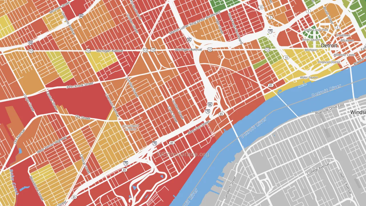 Hubbard-Richard, Detroit, MI Map of Arson Rates