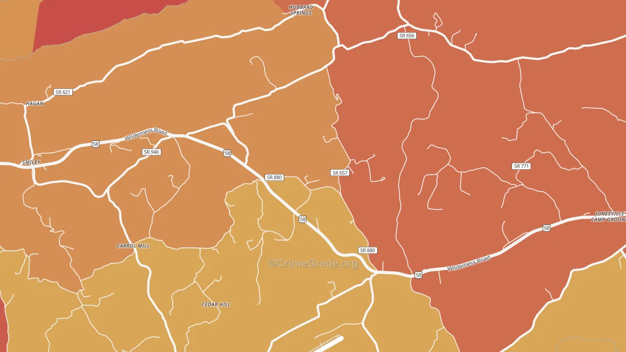 Hubbard Springs, VA Map of Arson Rates