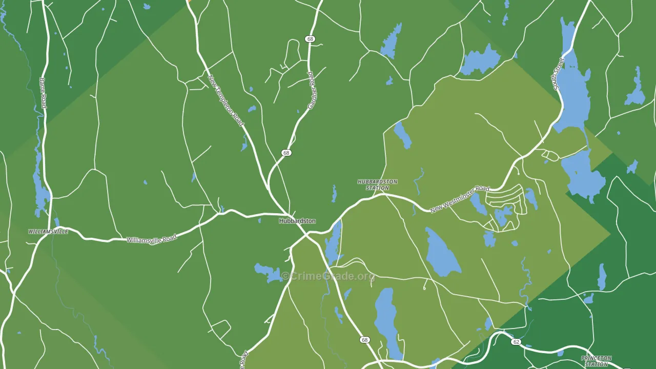 Hubbardston, MA Map of Arson Rates