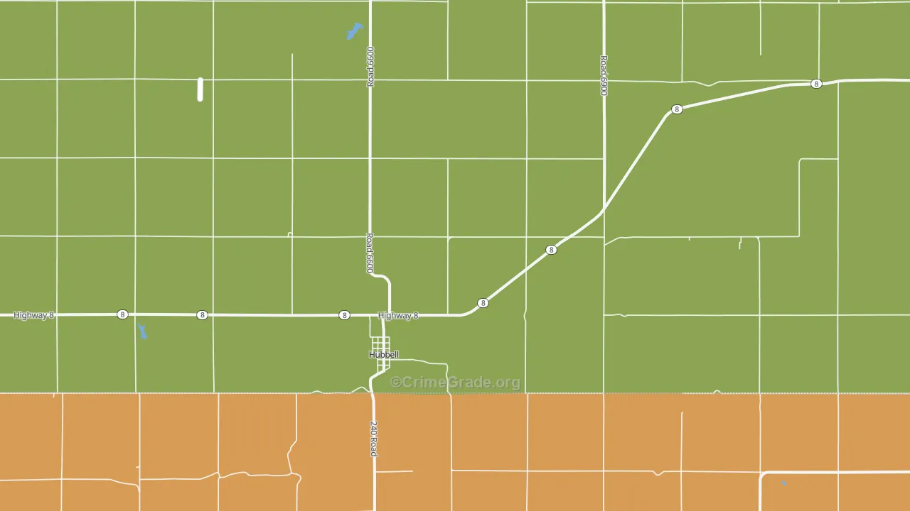 Hubbell, NE Map of Arson Rates