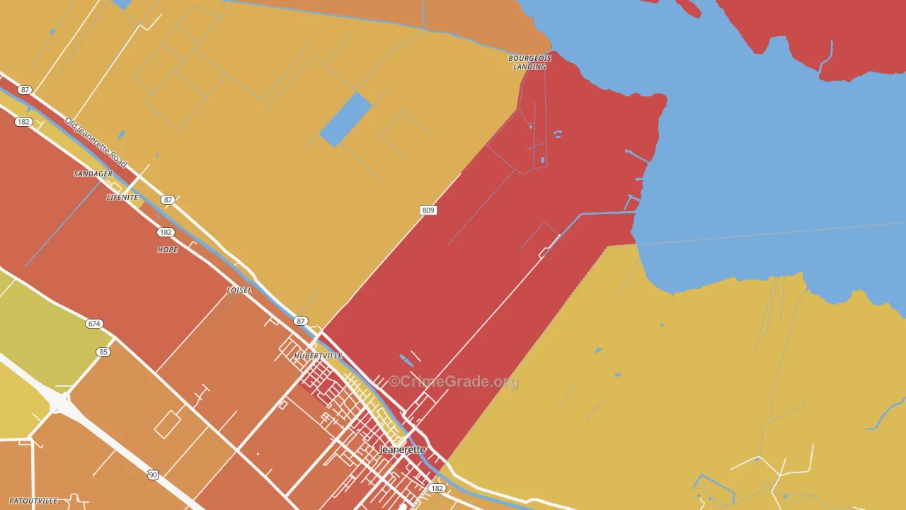 Hubertville, LA Map of Arson Rates