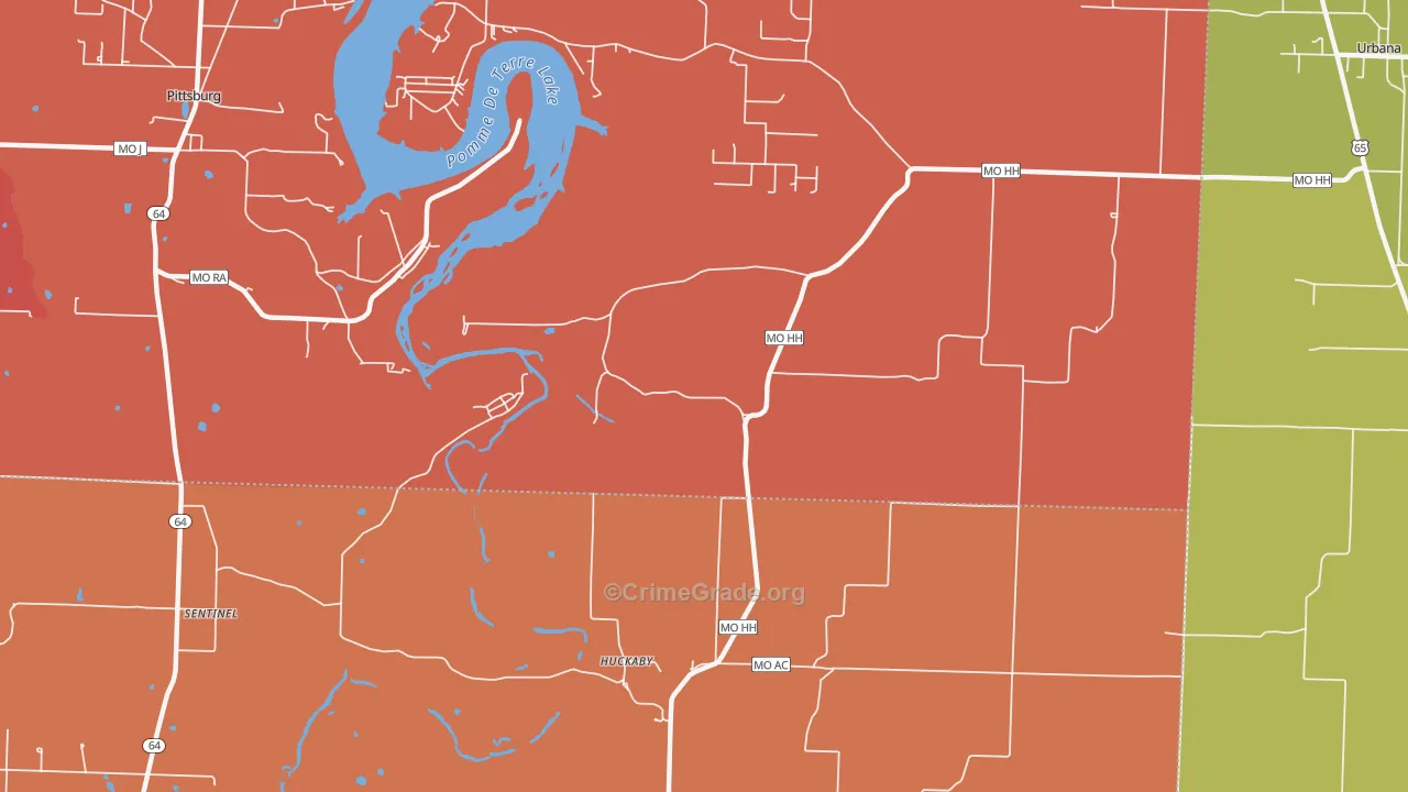 Huckaby, MO Map of Arson Rates
