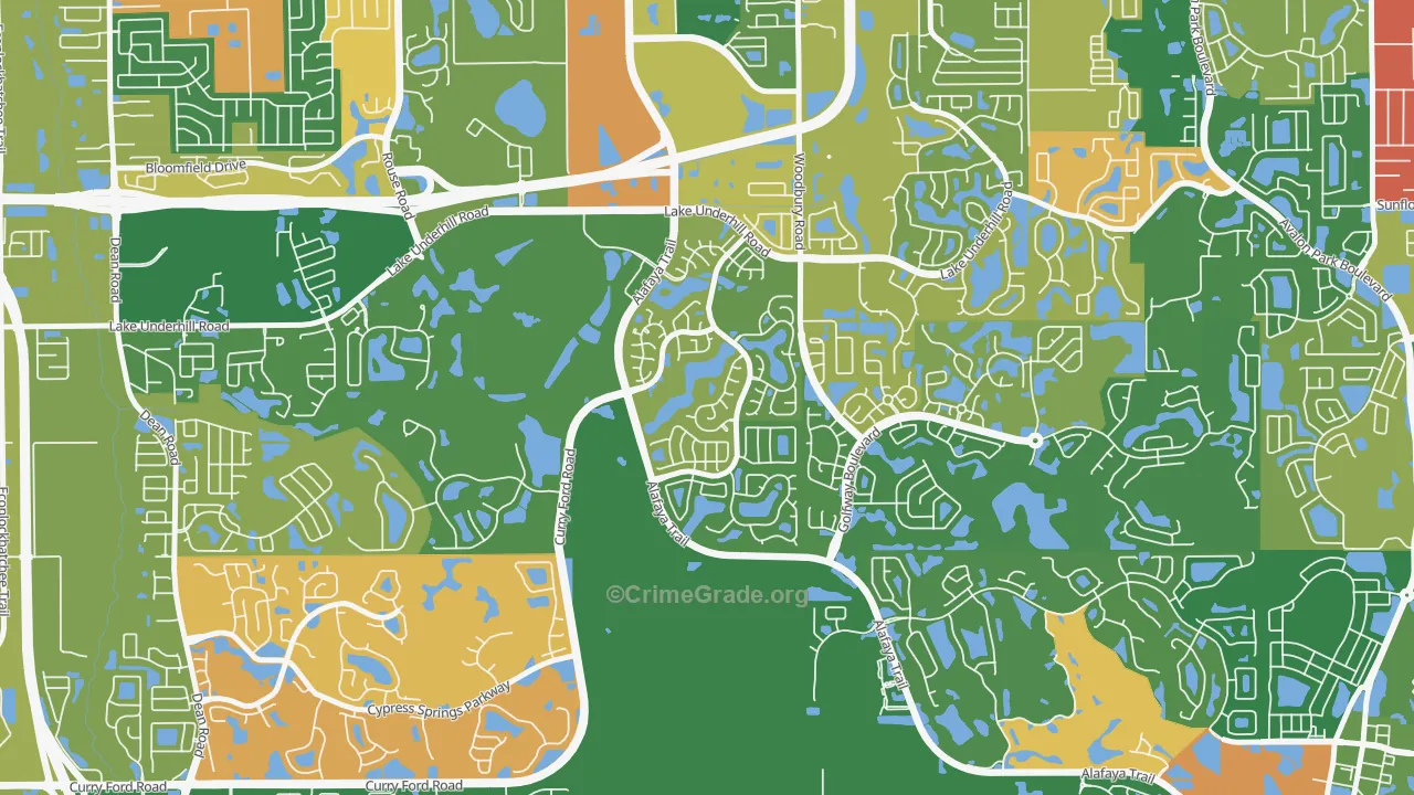 Huckleberry Fields, Alafaya, FL Map of Arson Rates