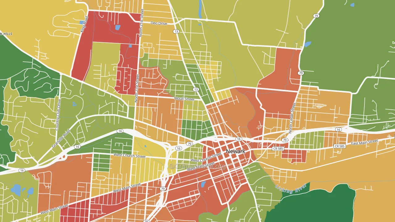 Hudson Avenue Historic District, Newark, OH Map of Arson Rates