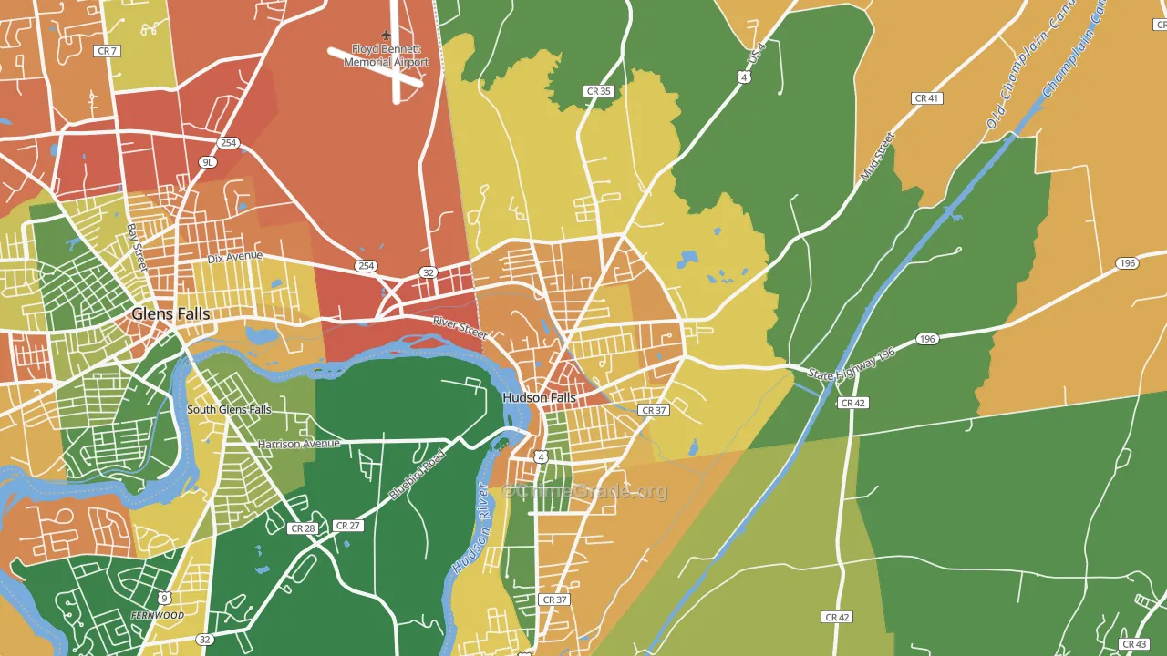 Hudson Falls, NY Map of Arson Rates