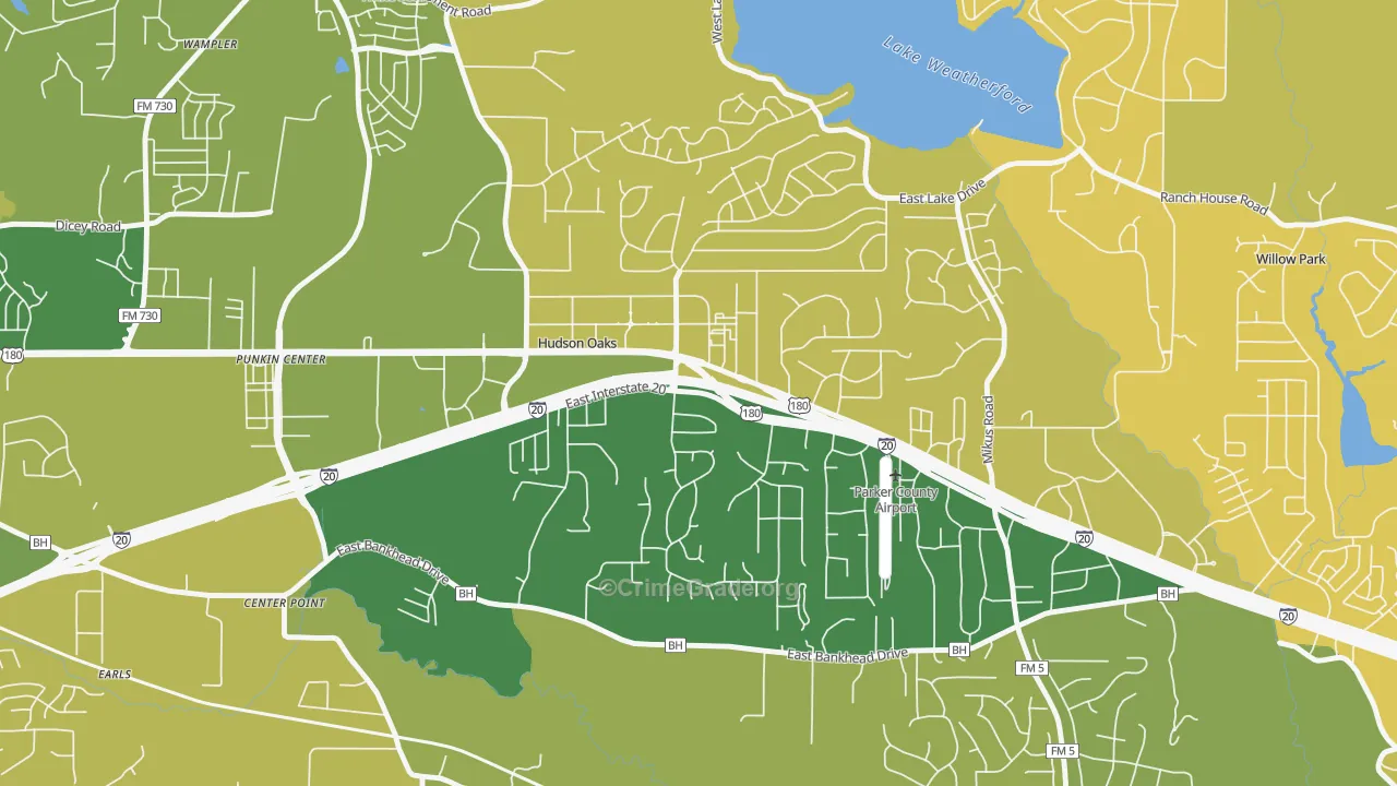 Hudson Oaks, TX Map of Arson Rates
