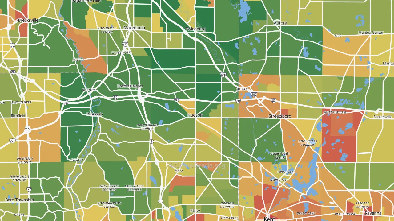 Hudson, OH Map of Arson Rates