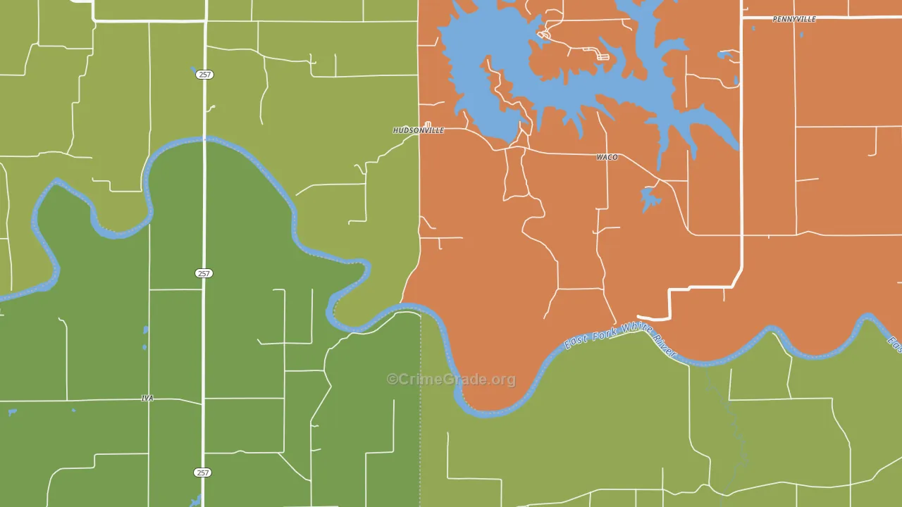 Hudsonville, IN Map of Arson Rates