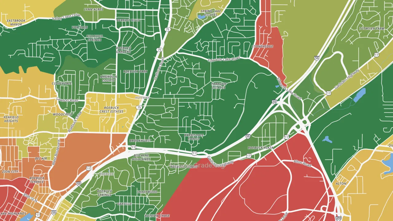 Huffman, Birmingham, AL Map of Arson Rates