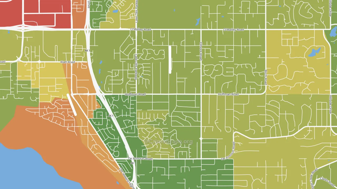 Huffman-O'Malley, Anchorage, AK Map of Arson Rates