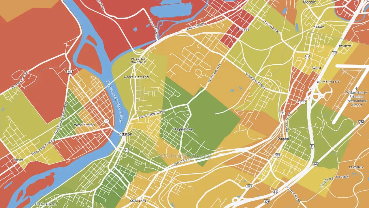 Hughestown, PA Map of Arson Rates