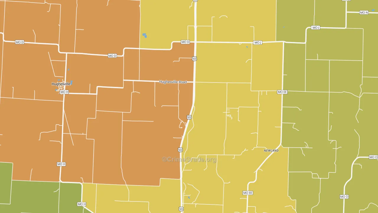 Hughesville, MO Map of Arson Rates