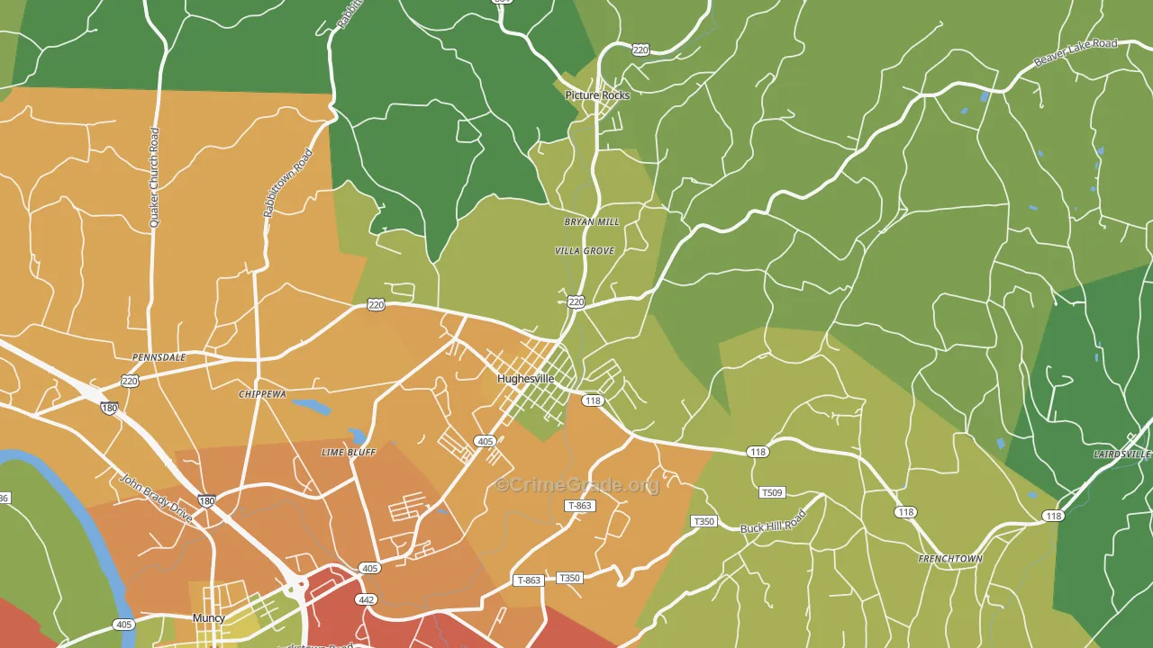 Hughesville, PA Map of Arson Rates