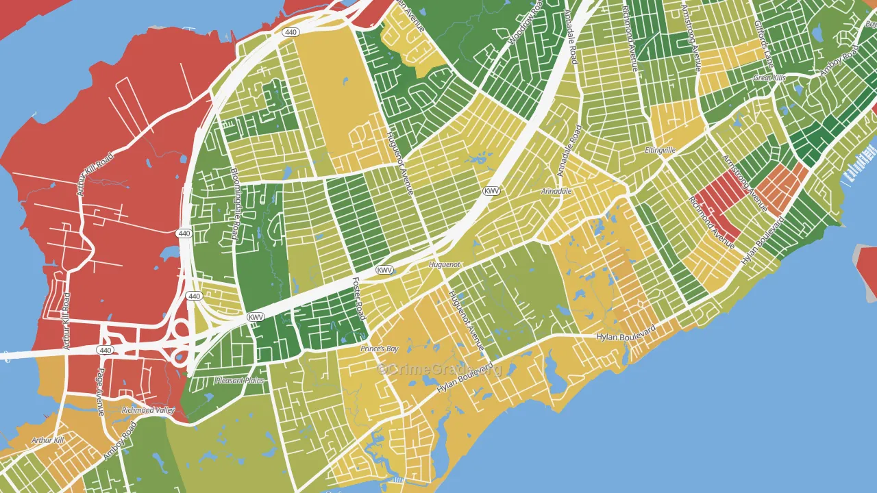 Huguenot, Staten Island, NY Map of Arson Rates