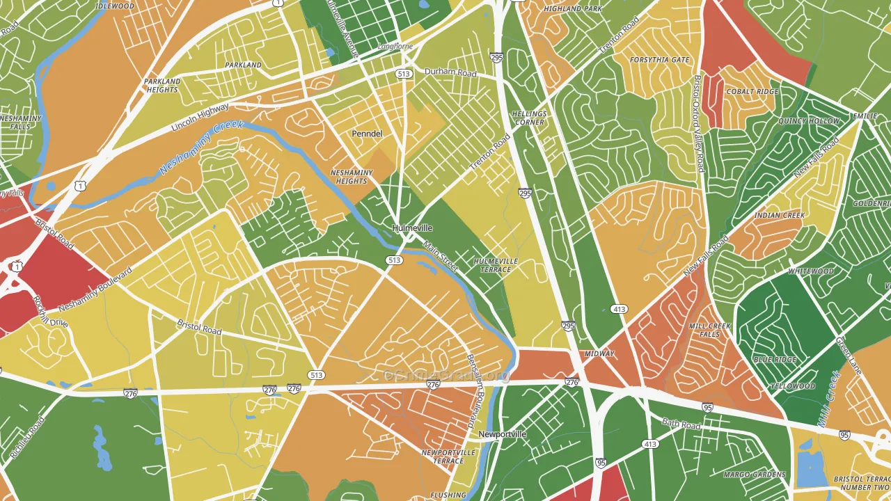 Hulmeville, PA Map of Arson Rates