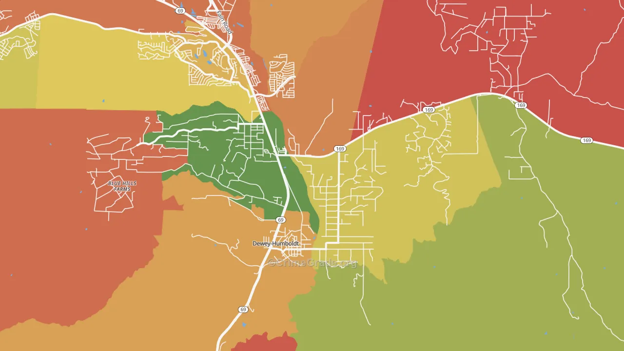 Humboldt, AZ Map of Arson Rates