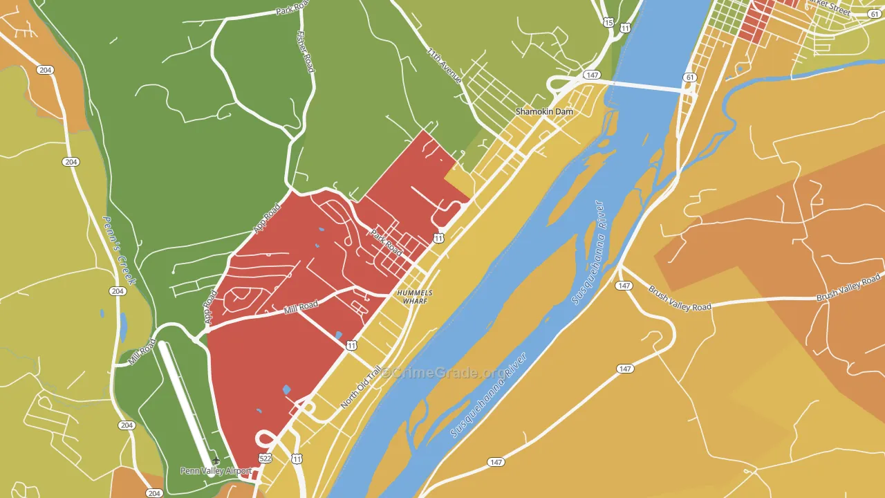 Hummels Wharf, PA Map of Arson Rates
