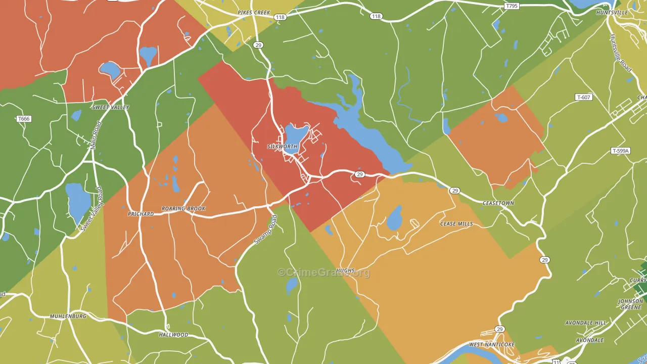 Hunlock Creek, PA Map of Arson Rates