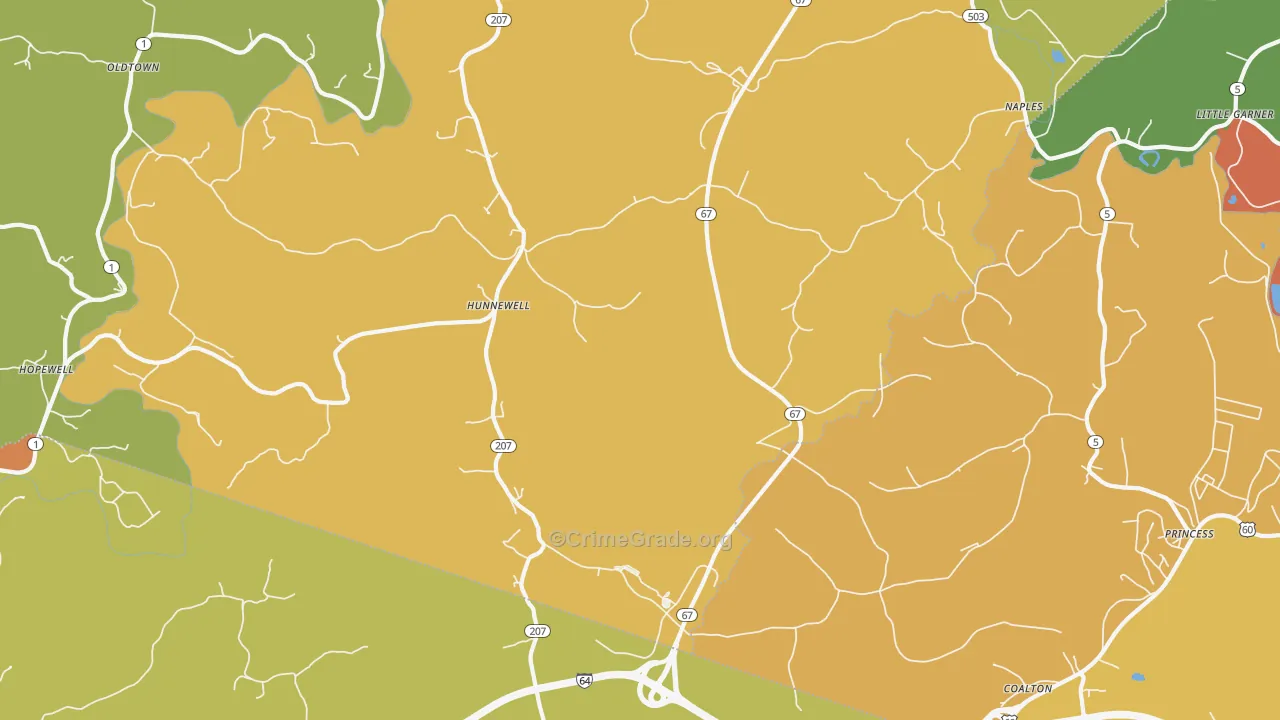 Hunnewell, KY Map of Arson Rates