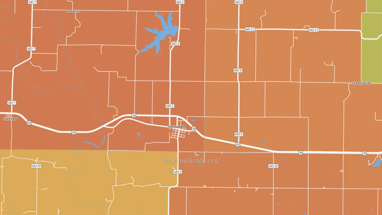 Hunnewell, MO Map of Arson Rates