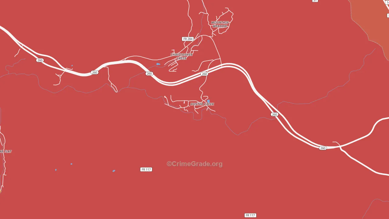 Hunter Creek, AZ Map of Arson Rates
