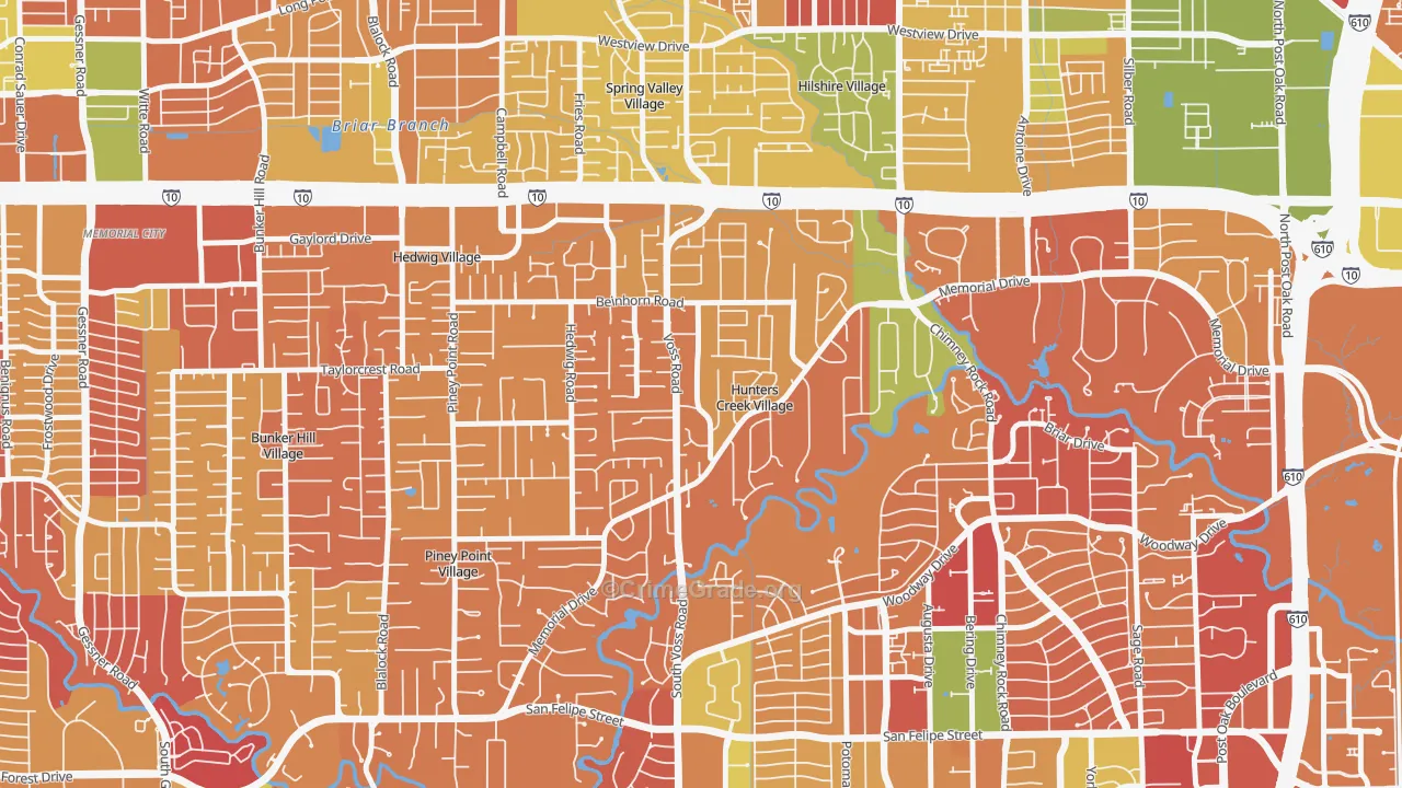 Hunters Creek Village, TX Map of Arson Rates