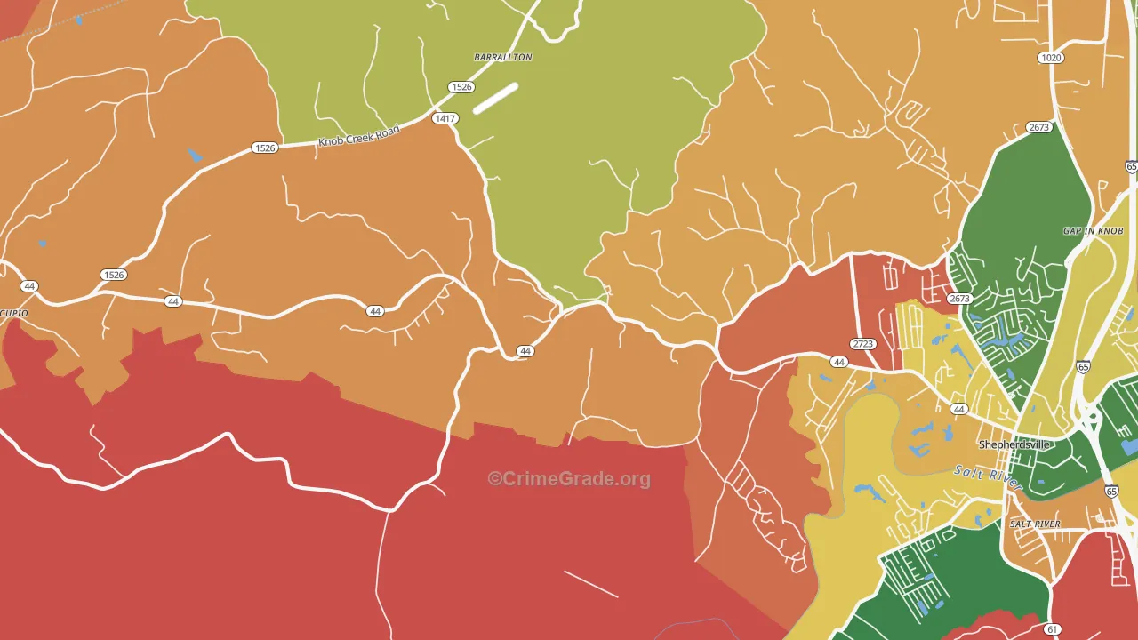 Hunters Hlw, KY Map of Arson Rates