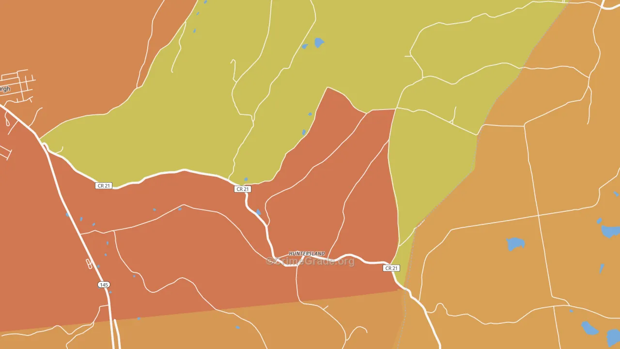 Huntersland, NY Map of Arson Rates