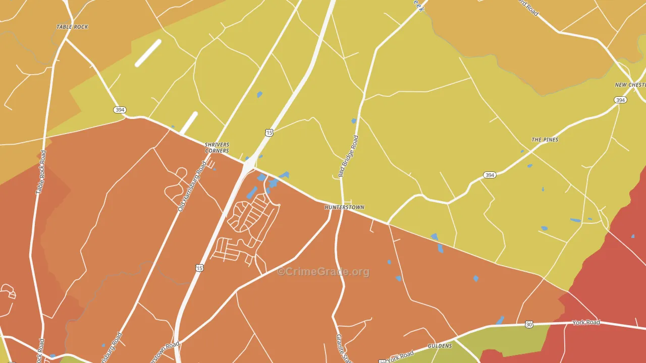 Hunterstown, PA Map of Arson Rates