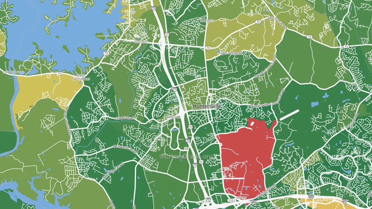 Huntersville, NC Map of Arson Rates