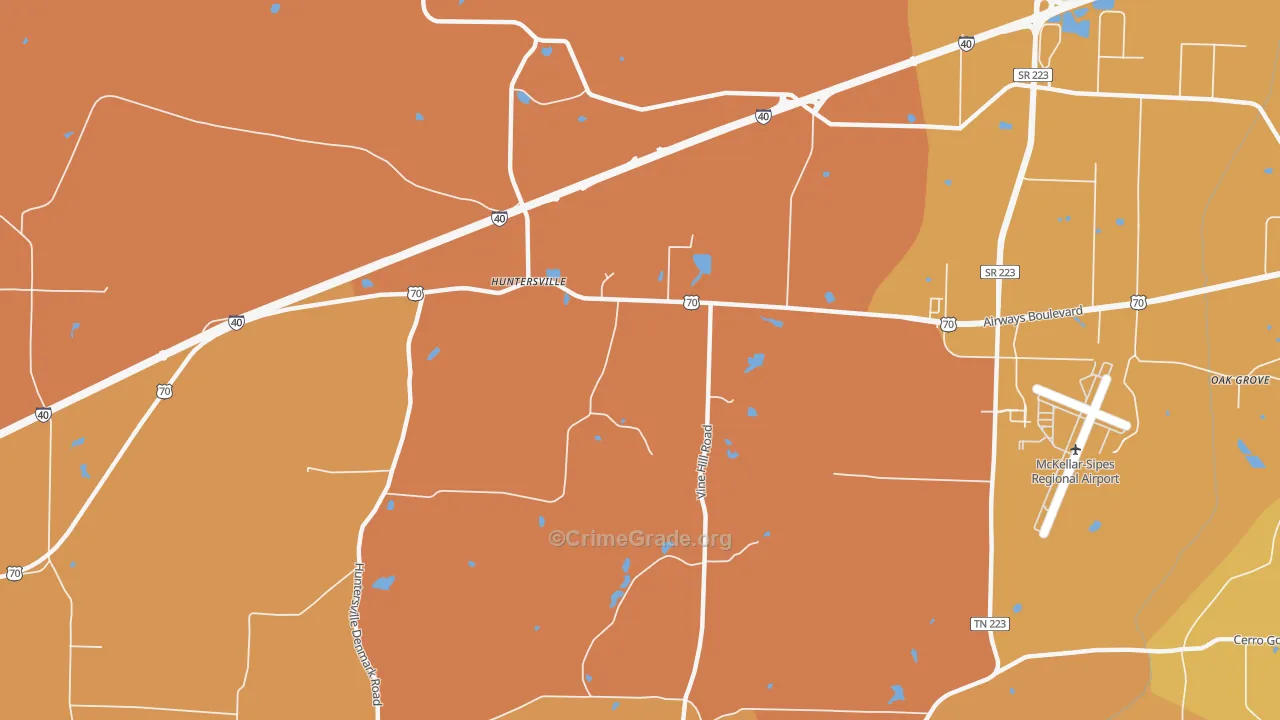 Huntersville, TN Map of Arson Rates