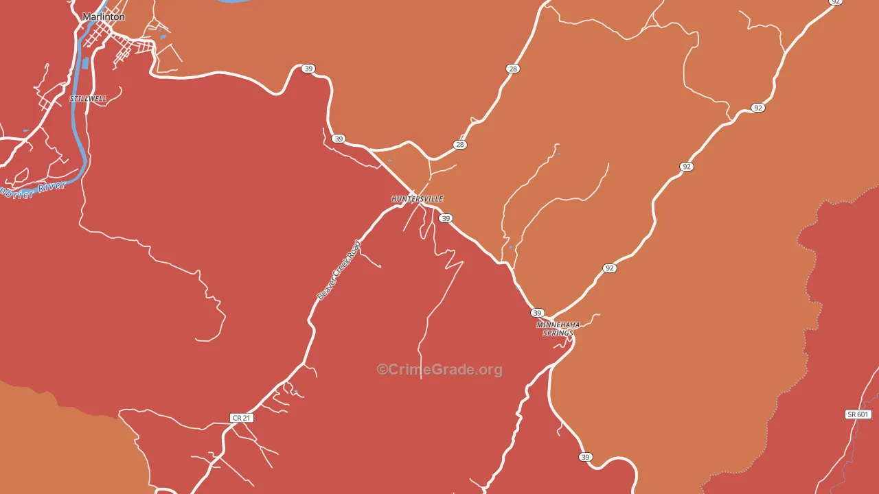 Huntersville, WV Map of Arson Rates