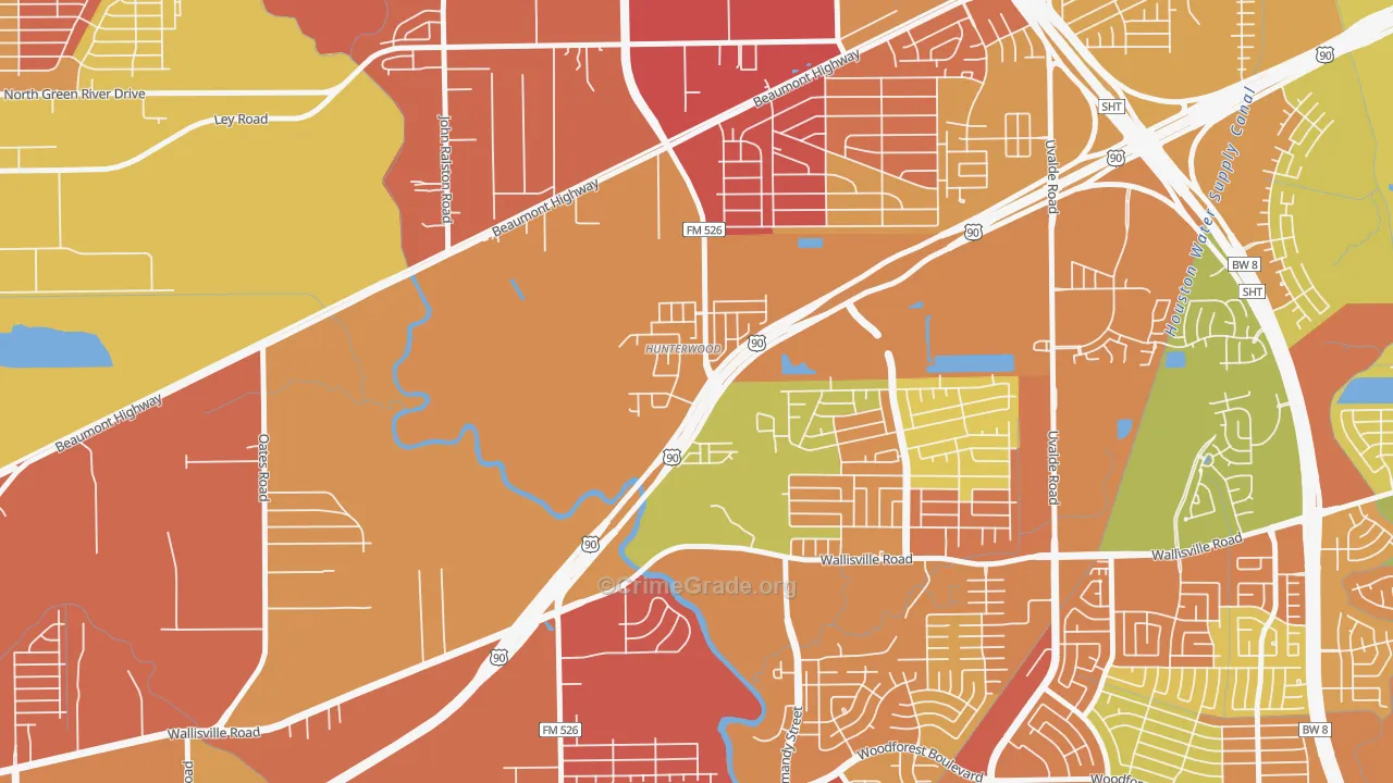 Hunterwood, Houston, TX Map of Arson Rates
