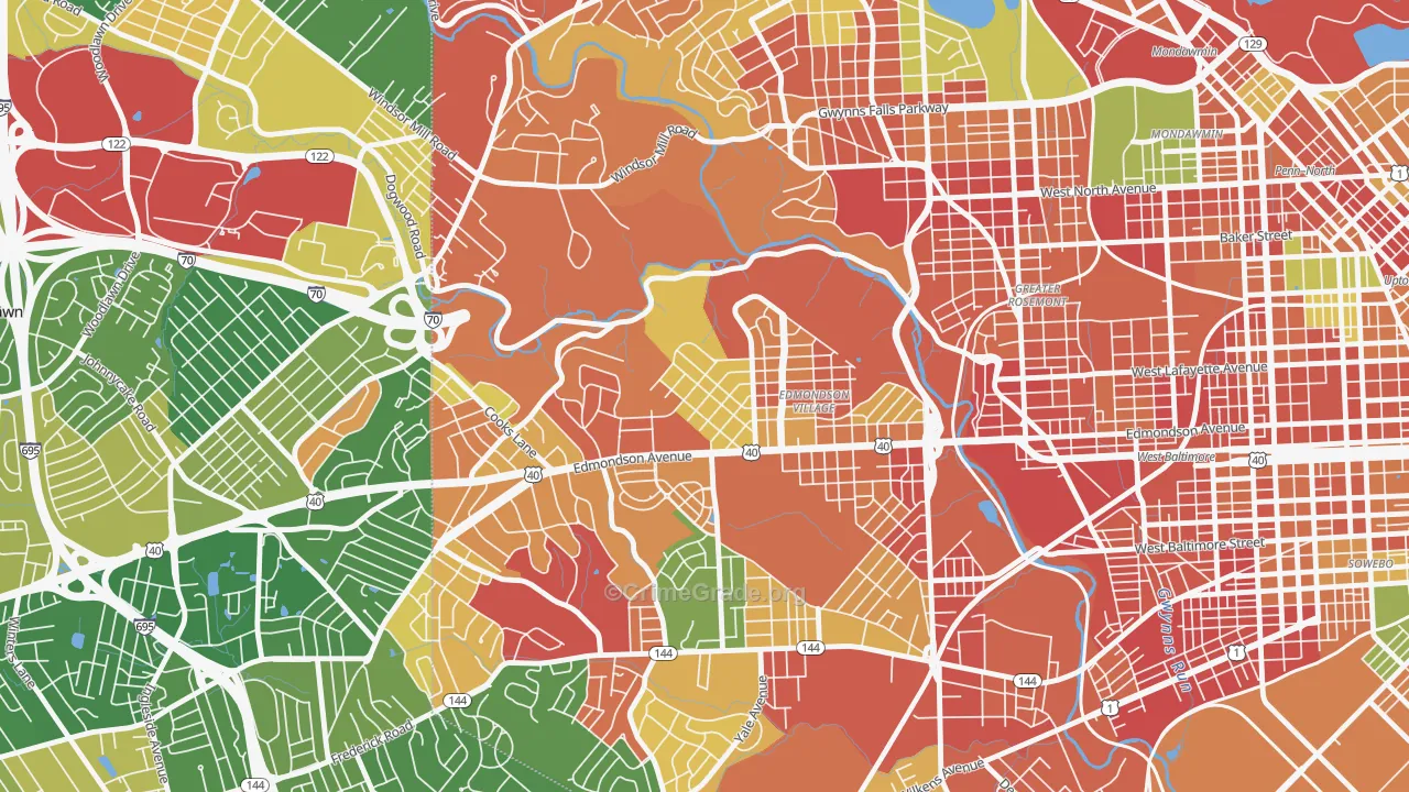 Hunting Ridge, Baltimore, MD Map of Arson Rates
