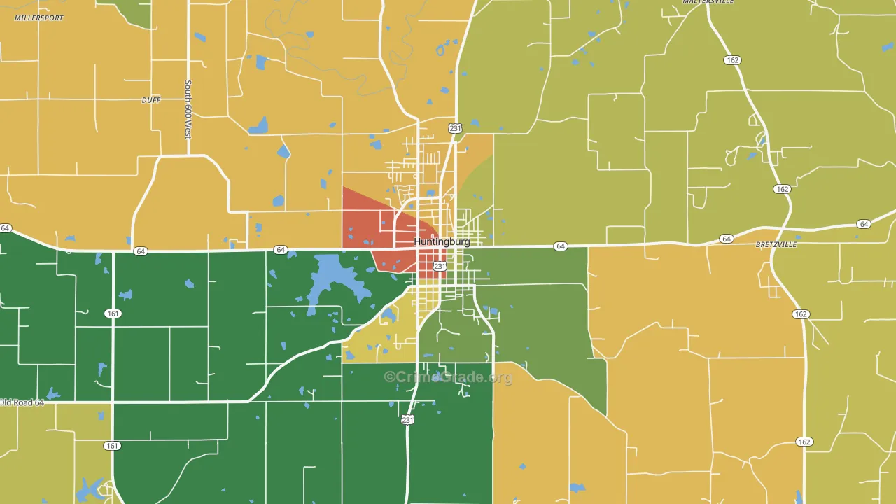 Huntingburg, IN Map of Arson Rates