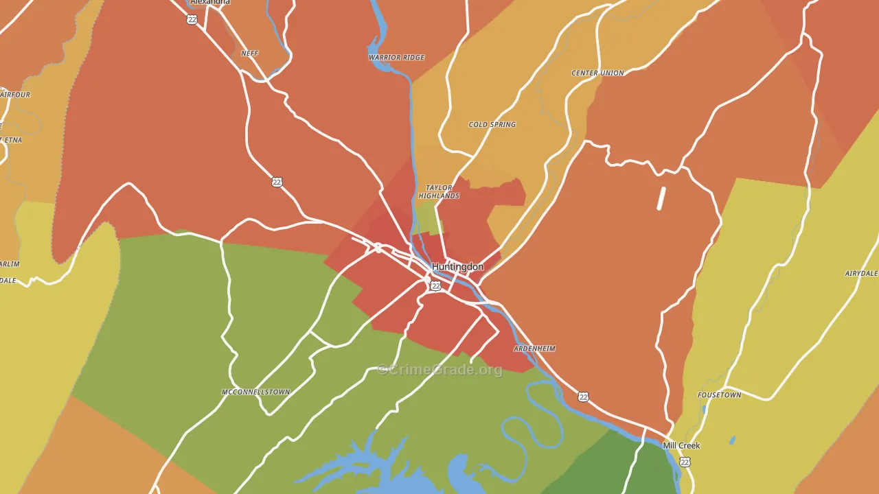 Huntingdon, PA Map of Arson Rates